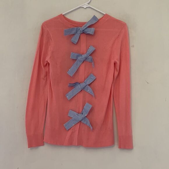 Halogen pink long sleeve sweater with blue bow ties on the back Size XSP NWT - Picture 5 of 8